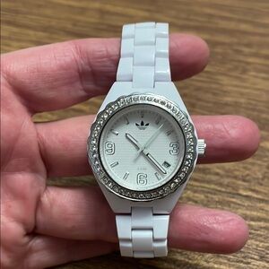 Adidas White Watch with Silver Accents